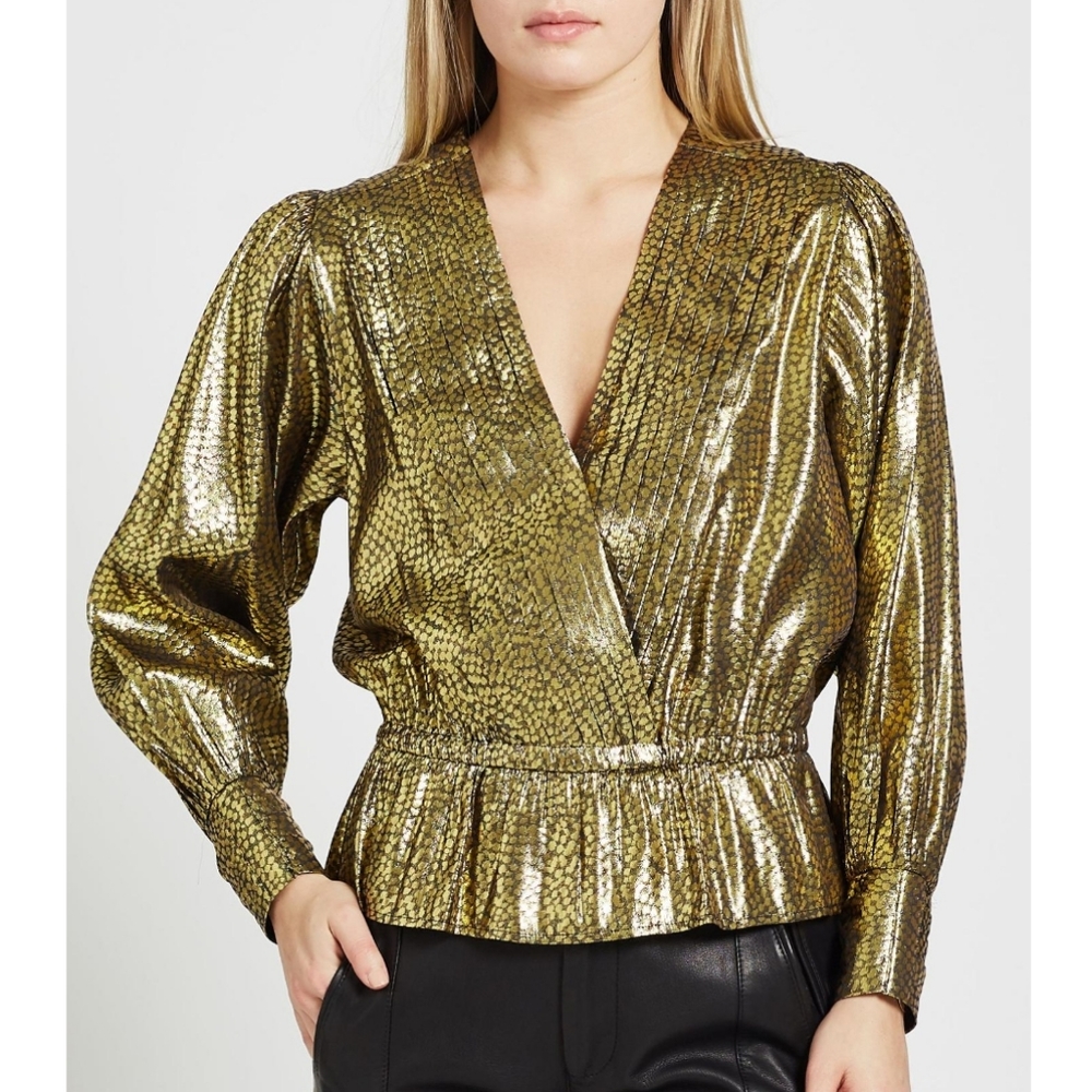 Joie Metallic Wrap Blouse